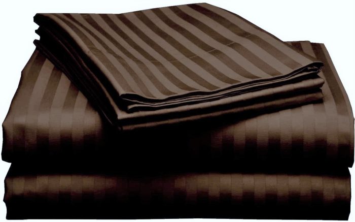Set 2 fete de perna Best Cotton Deco - Damasc Saten - 100% bumbac, dimensiune dungi 1 cm, Ciocolata - imagine 3