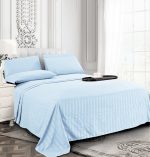 Set 2 fete de perna Best Cotton Deco - Damasc Saten - 100% bumbac, dimensiune dungi 1 cm, Bleu - imagine 2