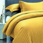 Cearsaf de pat Best Cotton Deco, 100% bumbac, Damasc Saten, dimensiune dungi 1 cm, Mustar - imagine 6