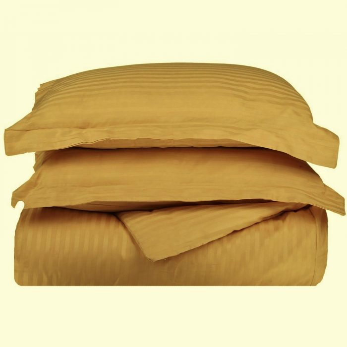 Cearsaf de pat Best Cotton Deco, 100% bumbac, Damasc Saten, dimensiune dungi 1 cm, Mustar - imagine 3