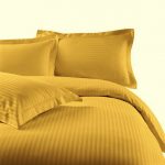 Cearsaf de pat Best Cotton Deco, 100% bumbac, Damasc Saten, dimensiune dungi 1 cm, Mustar - imagine 5