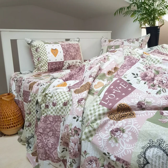 Lenjerie de pat Best Cotton - King Size, finet, 100% bumbac, model floral - imagine 2