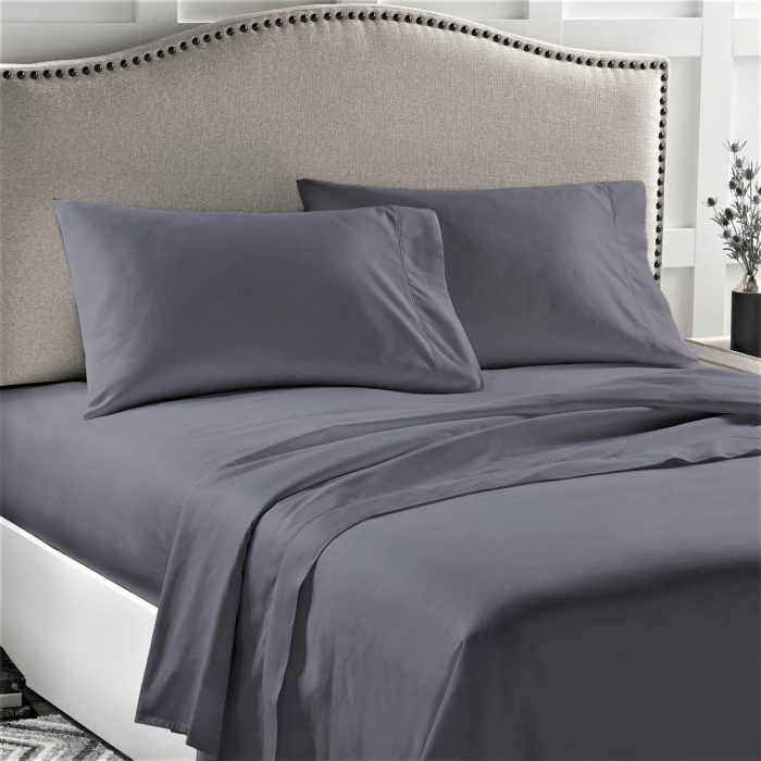 Husa pat Best Cotton - 1 persoana, Ranforce color uni, 100% bumbac, pentru saltea 90x200+20 cm, gri - imagine 2