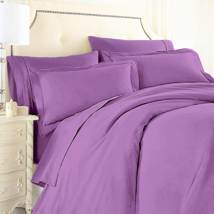 Husa pat Best Cotton - 2 persoane, ranforce color uni, 100% bumbac, pentru saltea 180x200+30 cm, lila nu - imagine 2