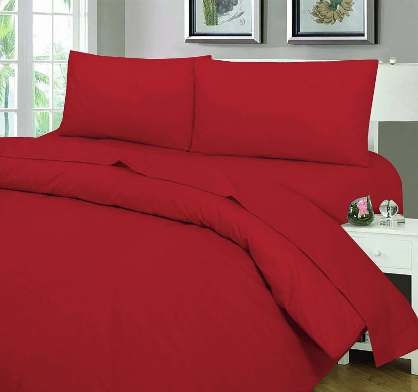 engros-lenjerie de pat ranforce bumbac rosu2
