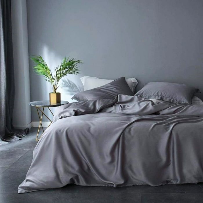 Cearceaf de pat Best Cotton Hotel - 220x240 cm, 100% bumbac, Damasc DeLux Saten, gri taupe - imagine 2