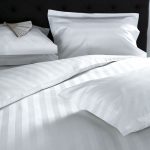 Lenjerie de pat Best Cotton Hotel XXL, 100% bumbac, Damasc cu latime dungi 2.5 cm, alb - imagine 2