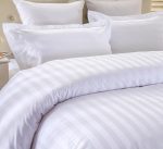 Lenjerie de pat Best Cotton Hotel, 2 persoane, 100% bumbac, Damasc cu latime dungi 2.5 cm, alb - imagine 11