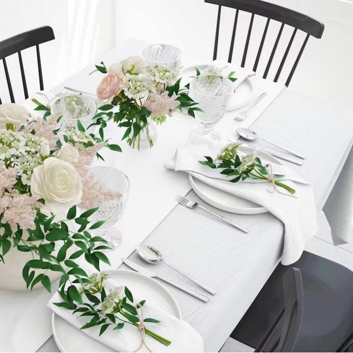 Pachet 2 naproane Best Cotton uni - 30x140 cm, 100% bumbac , creton alb - imagine 3