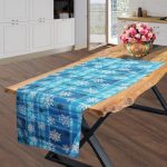 Napron Best Cotton Snow - 50x220 cm, 100% bumbac , albastru cu motive de Craciun