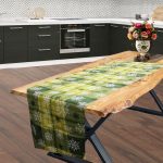 Napron Best Cotton Snow - 45x160 cm, 100% bumbac , verde cu motive de Craciun