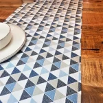 Napron Best Cotton Exotic - 45x180 cm, 100% bumbac , creton impermeabil, decor triunghiuri, albastru - imagine 4