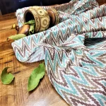 Napron Best Cotton Exotic - 35x180 cm, 100% bumbac , creton impermeabil, decor zig-zag, Aqua - imagine 2