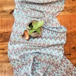 Napron Best Cotton Exotic - 45x180 cm, 100% bumbac , creton impermeabil, decor zig-zag, aqua - imagine 6