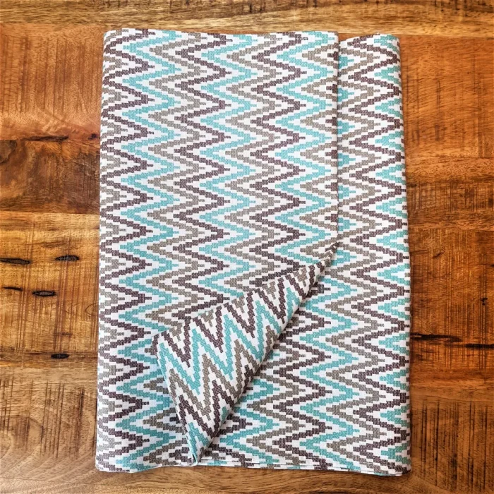 Napron Best Cotton Exotic - 45x180 cm, 100% bumbac , creton impermeabil, decor zig-zag, aqua - imagine 4