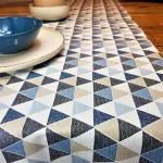 Napron Best Cotton Exotic - 45x180 cm, 100% bumbac , creton impermeabil, decor triunghiuri, albastru