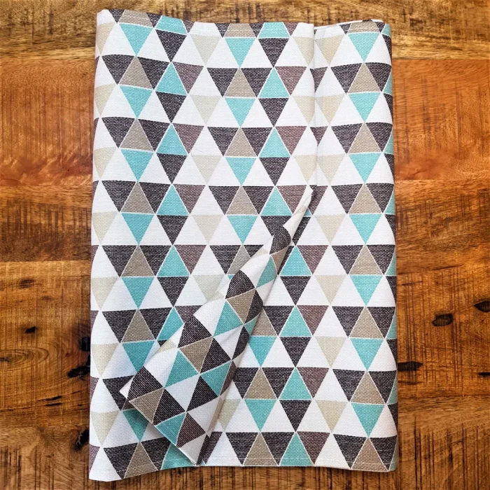 Napron Best Cotton Exotic - 35x180 cm, 100% bumbac , creton impermeabil, decor triunghiuri, aqua - imagine 3
