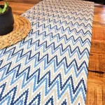 Napron Best Cotton Exotic - 45x180 cm, 100% bumbac , creton impermeabil, decor zig-zag, albastru - imagine 3