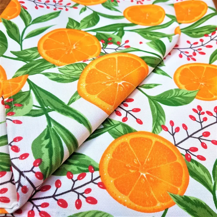 Fata de masa Best Cotton Exotic - 100% bumbac, creton, decor portocale - imagine 2