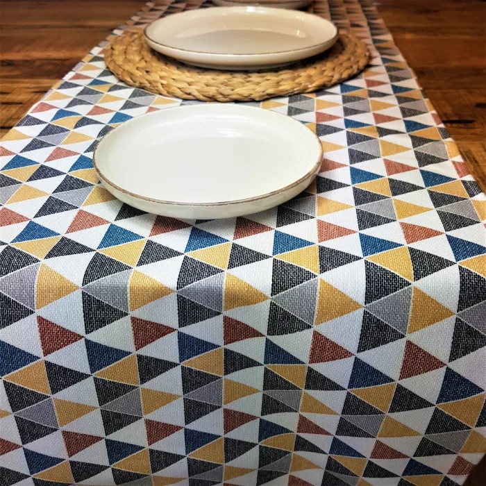 Napron Best Cotton Exotic - 35x180 cm, 100% bumbac , creton impermeabil, decor triunghiuri, mustar - imagine 4