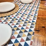 Napron Best Cotton Exotic - 35x180 cm, 100% bumbac , creton impermeabil, decor triunghiuri, mustar - imagine 3