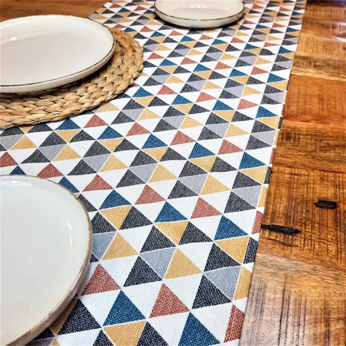 Napron Best Cotton Exotic - 35x180 cm, 100% bumbac , creton impermeabil, decor triunghiuri, mustar - imagine 3