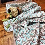 Napron Best Cotton Exotic - 45x180 cm, 100% bumbac , creton impermeabil, decor zig-zag, aqua - imagine 7