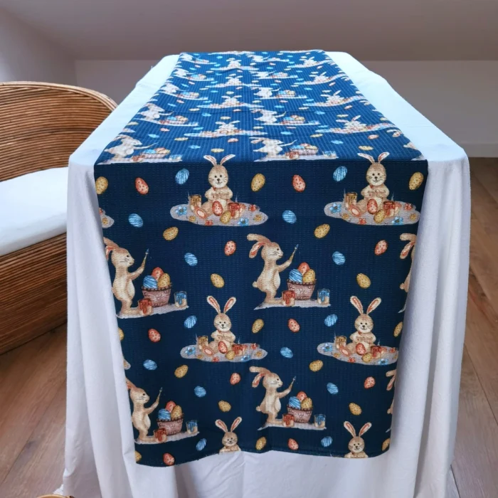 Napron decorativ pentru masa Best Cotton - Paste, 55x180 cm, 100% bumbac, tesatura gofrata, aquamarine 1 - imagine 2