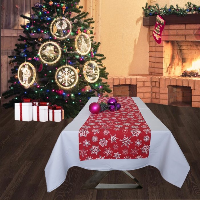 Napron Best Cotton Winter 09 - 45x180 cm, 100% bumbac , rosie cu motive de Craciun - imagine 2