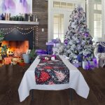 Napron Best Cotton Winter 07 - 45x180 cm, 100% bumbac , albastru cu motive de Craciun