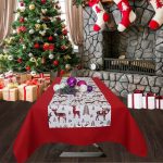 Napron Best Cotton Winter 13 - 45x180 cm, 100% bumbac , crem cu motive de Craciun