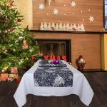 Napron Best Cotton Winter 08 - 45x180 cm, 100% bumbac , albastru cu motive de Craciun - imagine 2