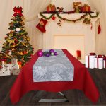 Napron Best Cotton Winter 11 - 45x180 cm, 100% bumbac , gri cu motive de Craciun