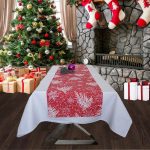Napron Best Cotton Winter 14 - 45x180 cm, 100% bumbac , rosie cu motive de Craciun