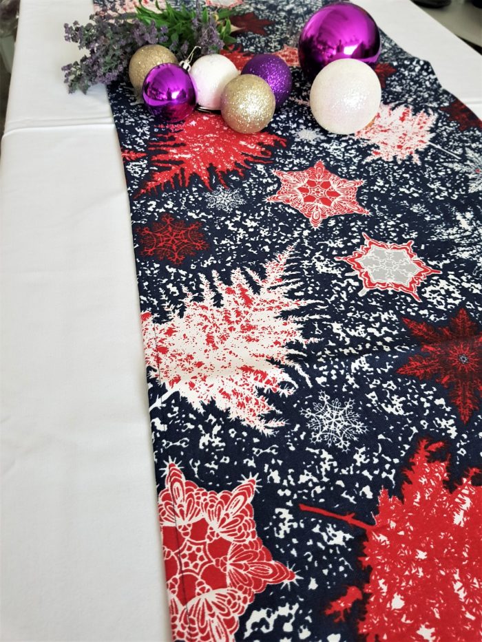Napron Best Cotton Winter 07 - 45x180 cm, 100% bumbac , albastru cu motive de Craciun - imagine 3