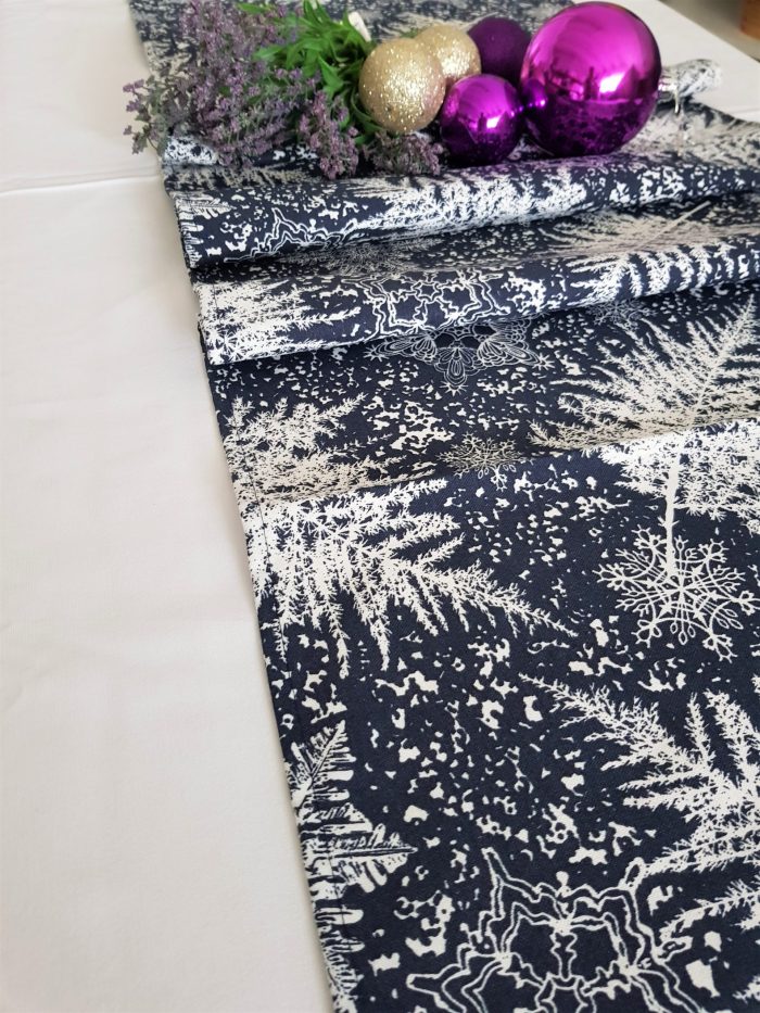 Napron Best Cotton Winter 08 - 45x180 cm, 100% bumbac , albastru cu motive de Craciun - imagine 3