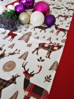 Napron Best Cotton Winter 13 - 45x180 cm, 100% bumbac , crem cu motive de Craciun - imagine 3