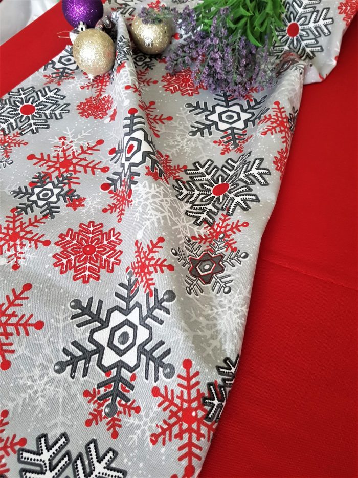 Napron Best Cotton Winter 10 - 45x180 cm, 100% bumbac , gri cu motive de Craciun - imagine 2