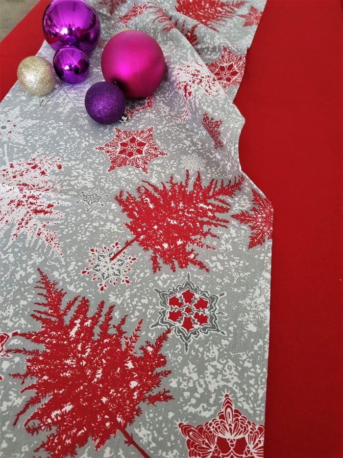 Napron Best Cotton Winter 12 - 45x180 cm, 100% bumbac , gri cu motive de Craciun - imagine 4