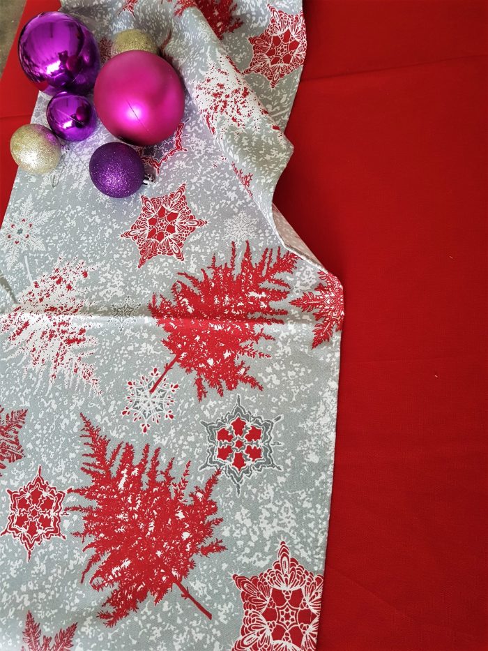 Napron Best Cotton Winter 12 - 45x180 cm, 100% bumbac , gri cu motive de Craciun - imagine 3