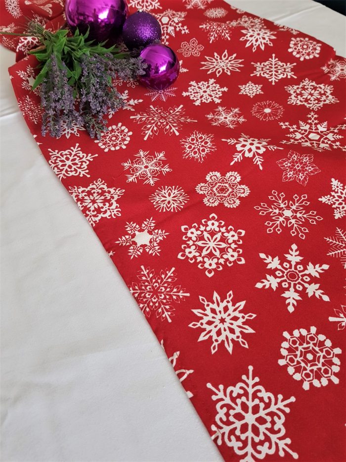 Napron Best Cotton Winter 09 - 45x180 cm, 100% bumbac , rosie cu motive de Craciun - imagine 3