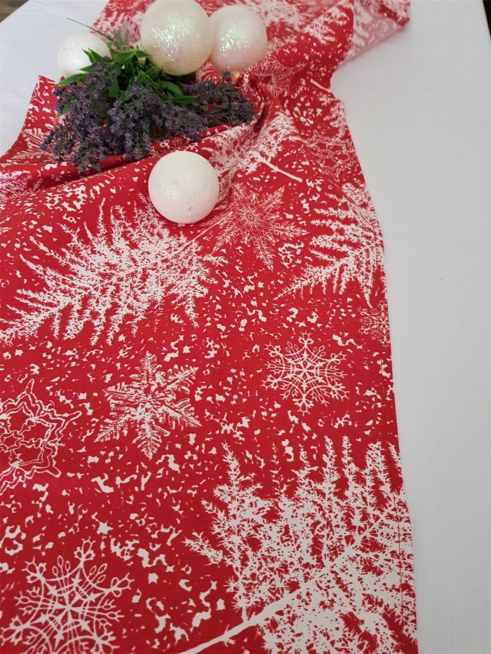 Napron Best Cotton Winter 14 - 45x180 cm, 100% bumbac , rosie cu motive de Craciun - imagine 3