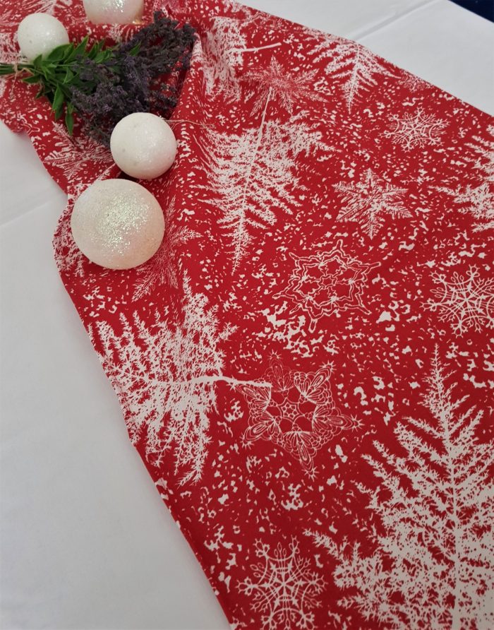 Napron Best Cotton Winter 14 - 45x180 cm, 100% bumbac , rosie cu motive de Craciun - imagine 2