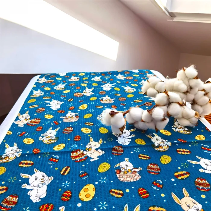 Napron decorativ pentru masa Best Cotton - Paste, 55x180 cm, 100% bumbac, tesatura gofrata, aquamarine 2 - imagine 2