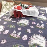 Napron decorativ pentru masa Best Cotton - Paste, 55x180 cm, 100% bumbac, tesatura gofrata, gri antracit