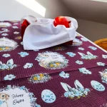 Napron decorativ pentru masa Best Cotton - Paste, 46x160 cm, 100% bumbac, tesatura gofrata, mov pruna
