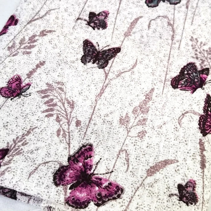 Napron decorativ pentru masa Best Cotton - Paste, 45x160 cm, 100% bumbac, tesatura gofrata, fluturi mov - imagine 4