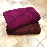 Pachet 2 prosoape de baie Best Cotton Deco - 50x90 cm, 100% bumbac, maro si mov - imagine 2