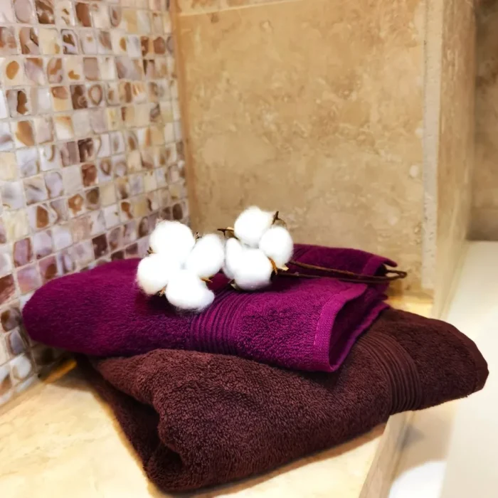 Pachet 2 prosoape de baie Best Cotton Deco - 50x90 cm, 100% bumbac, maro si mov - imagine 6