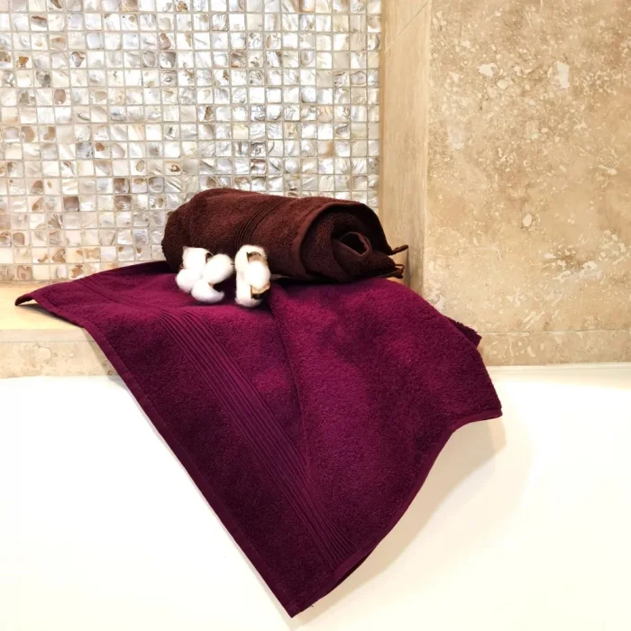 Pachet 2 prosoape de baie Best Cotton Deco - 50x90 cm, 100% bumbac, maro si mov - imagine 4